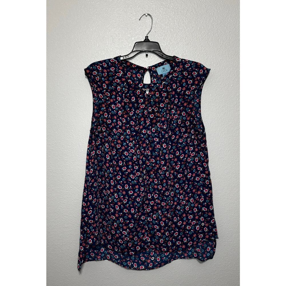 CECE Blue Sleeveless Floral Blouse Size M